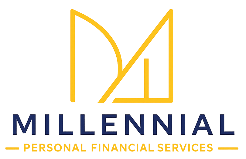Millennial Personal Financial Services Logo Millennial Personal Financial Services logo featuring the signature Millennial "M" icon in gold.